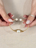 Cuff Bracelet Cluster Pearl 10K Gold