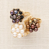 Lotus Flower Ring - White Pearls